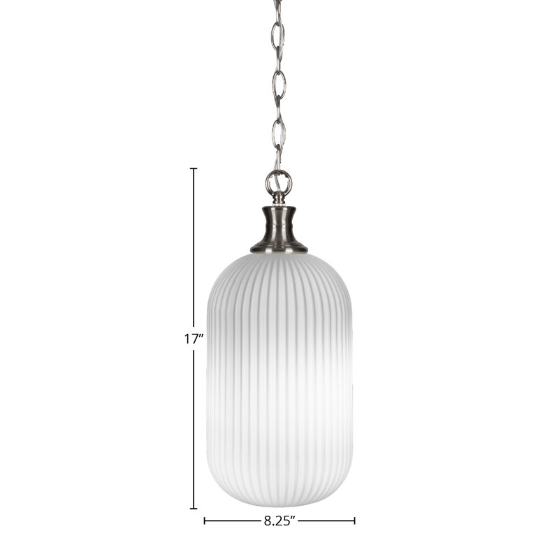 Carina Chain Hung Pendant With 8.25" Glass, Frosted, Brushed Nickel