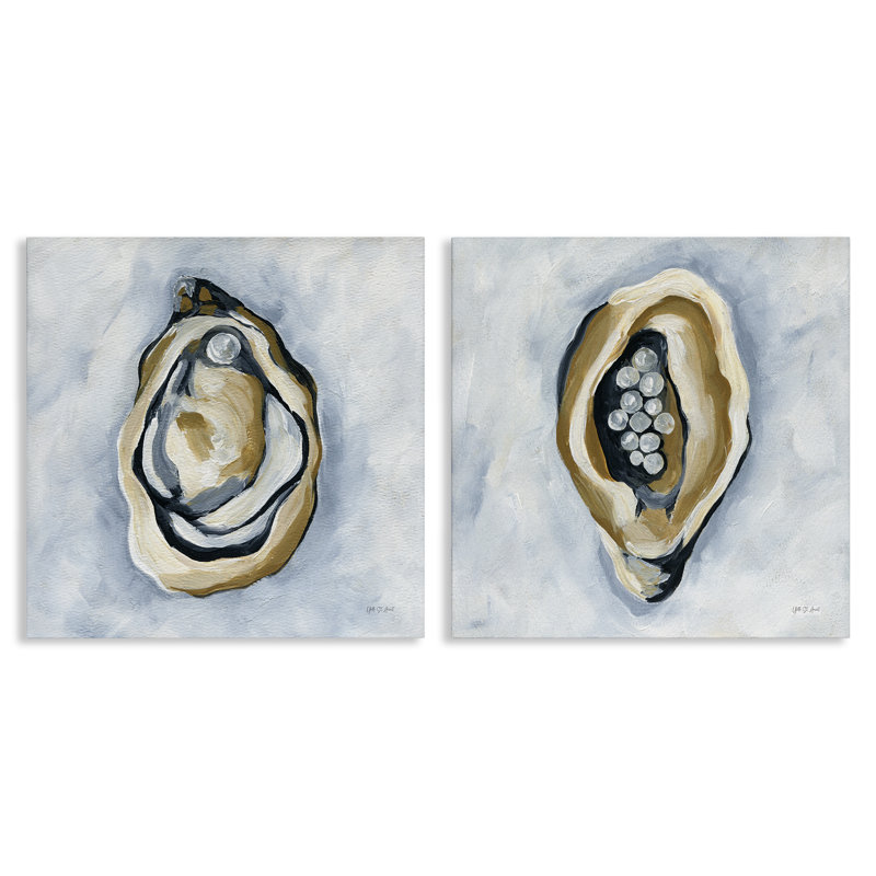 «Oyster with Pearls», ensemble de 2 toiles d'art sur toile par Yvette St. Amant, H 24 po x l 24 po