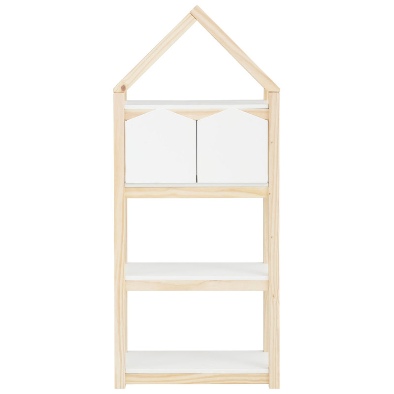 Fauina 139cm H x 59.5cm W Solid Wood Standard Bookcase, White/Natural