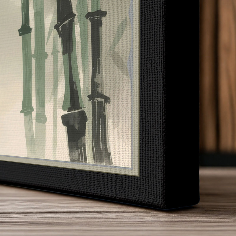 Bamboo in Ink Japandi - Wrapped Canvas, 18x12 - 45.7 x 30.5 cm, Black Border