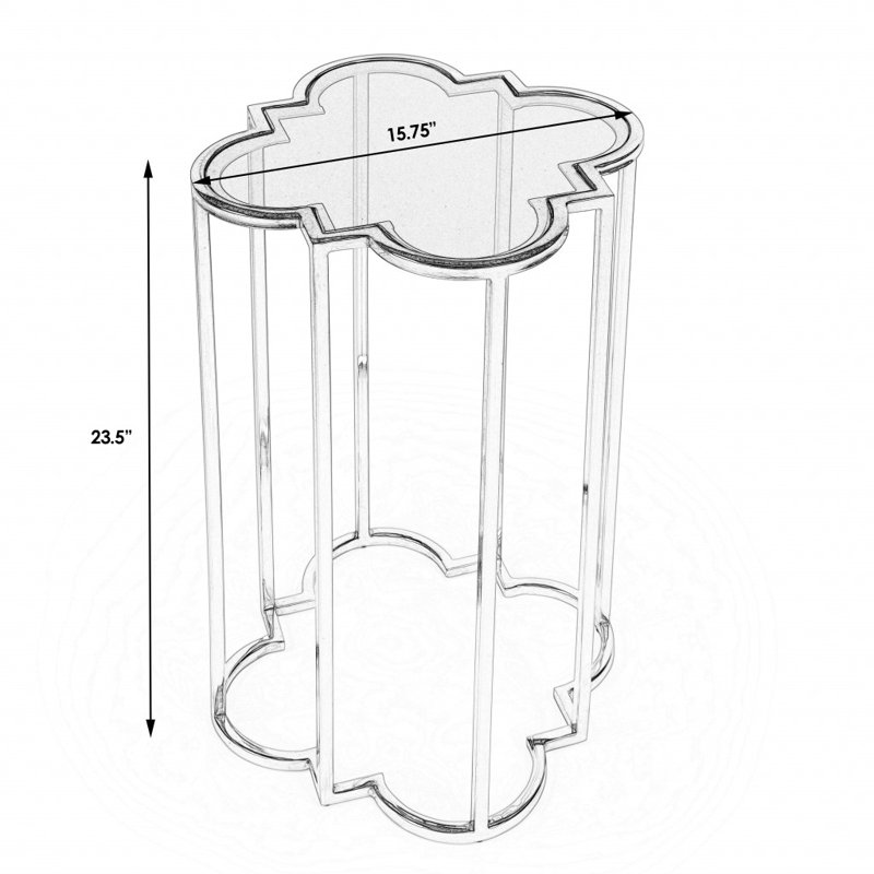 Table de bout de forme libre 24 po or et verre noir