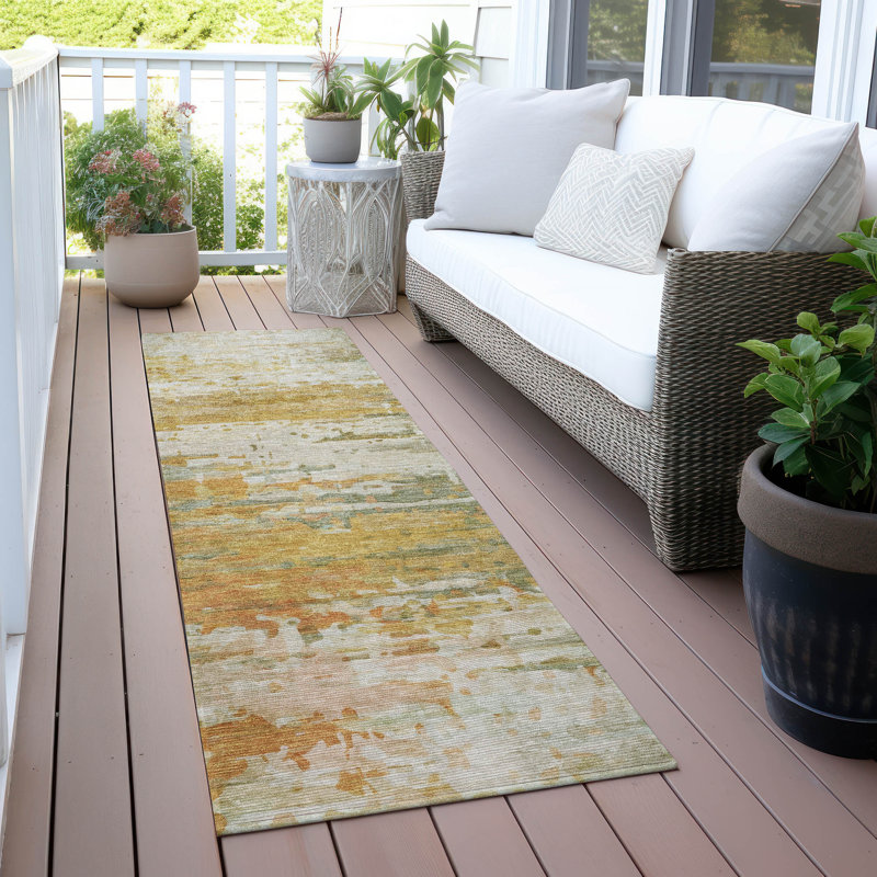 Machine Washable Indoor/Outdoor Xhevrie Aloe Rug, Runner 2'3" x 7'6"