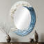 Miroir décoratif oval blanc et bleu style Papercut Wave II - Coastal-2069508875