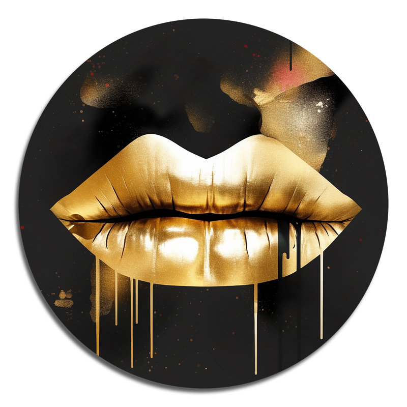 Marielly Gold Lips Of Luxury II, H 23 po x l 23 po x P 1 po