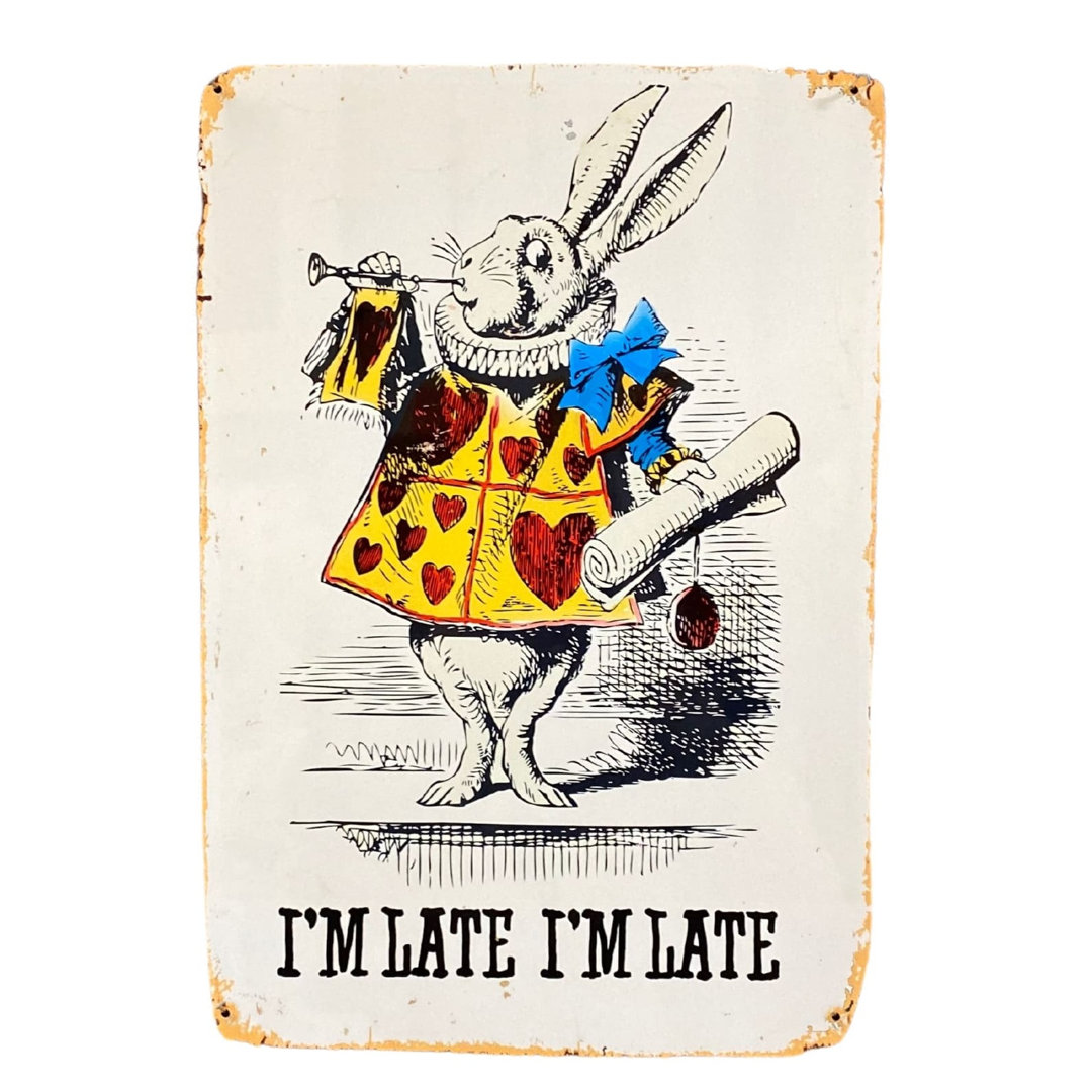 Wolter I'm Late White Rabbit Signs and Plaques