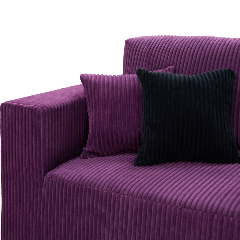 Canapé modulaire Bonint Flintwood, Velours côtelé mauve