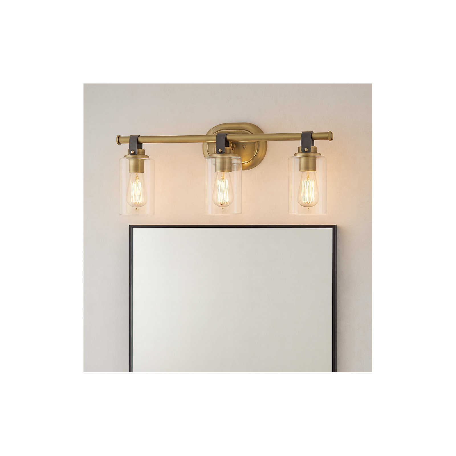 April 3 Light Transparent Dimmable Vanity Light, Heritage Brass
