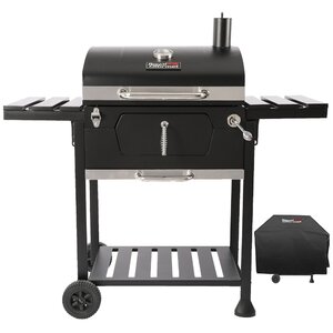 Royal Gourmet 24" Crop Barrel Charcoal Grill with Side Shelf and Cover