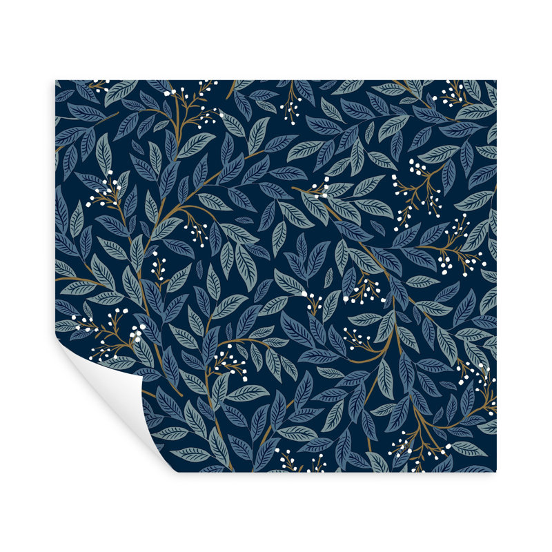 Willowberry 20' L x 20.5" W Peel and Stick Wallpaper Roll, Navy