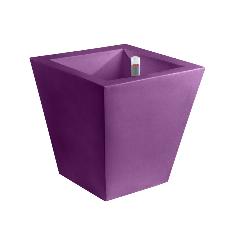 Cono Cuadrado - High Square Resin Cone Pot Planter - Self Watering, 11.75" H x 11.75" W x 11.75" D, Anthracite
