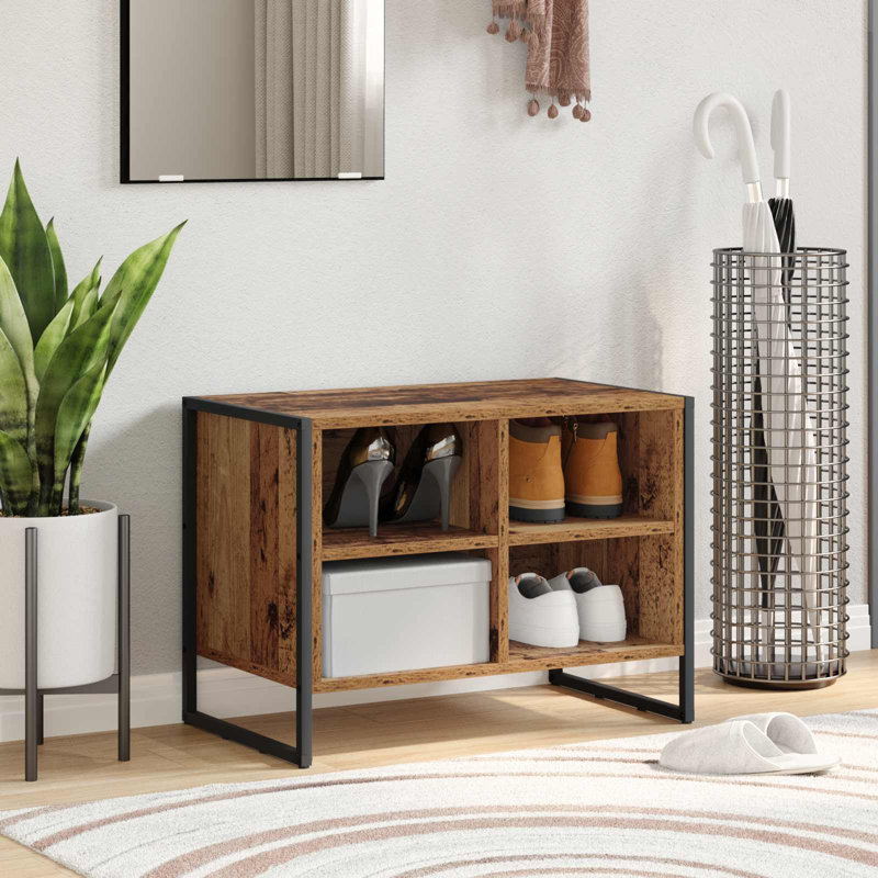 4 Pair Shoe Storage Cabinet, Old Wood