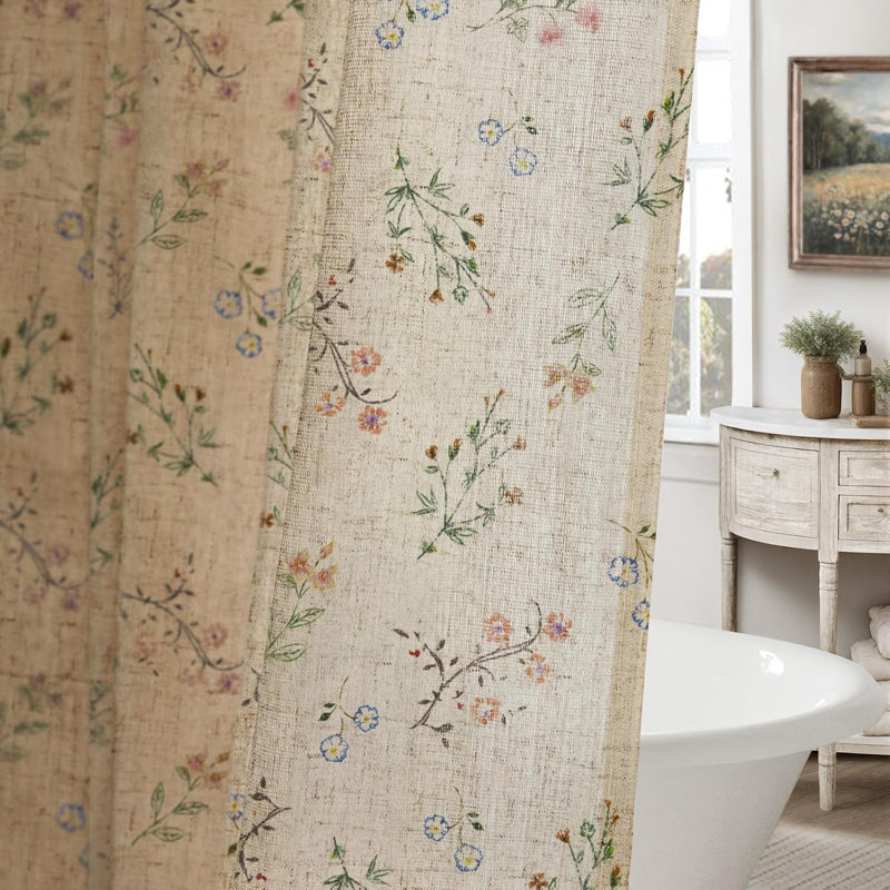 Rideau de douche 72 "x 72" en lin style campagne française