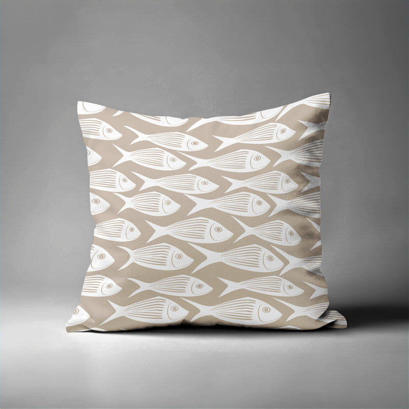 Barnon Outdoor Reversible Throw Pillow, Beige, 16"H x 16"W