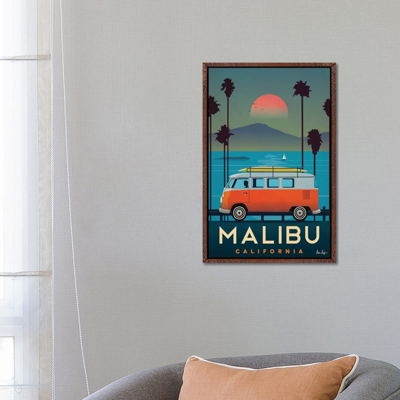 Malibu - Painting on Canvas, 66.04cm H x 45.72cm W x 3.81cm D, Brown Framed