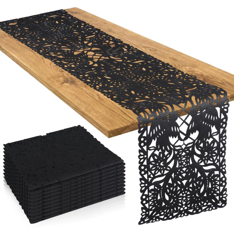 Chemin de table Papel Picado (6 pièces / noir), Black