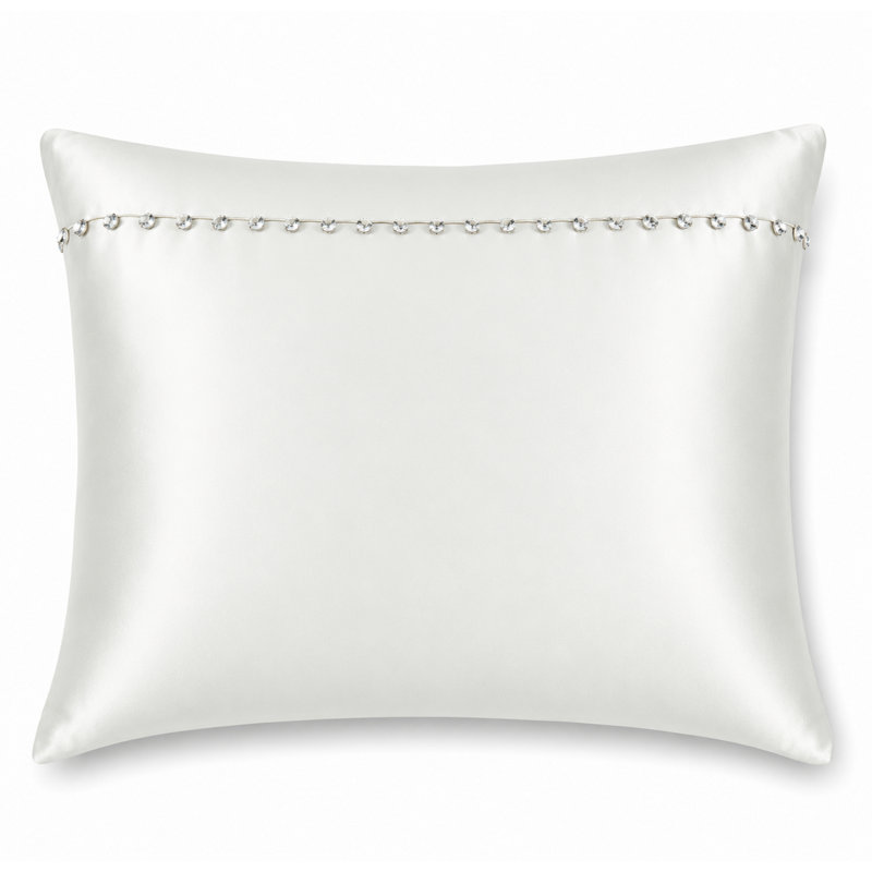 Silk Crystal Button Sham, White