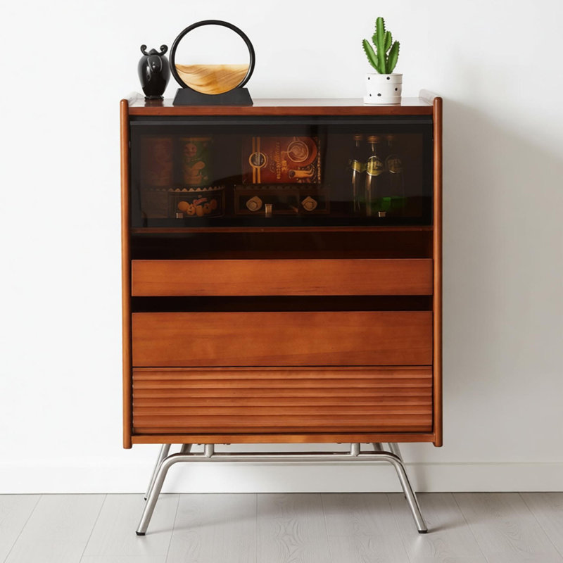 Commode d'appoint rétro avec rangement multifonctionnel, H 39,37 po x l 25,59 po x P 15,74 po