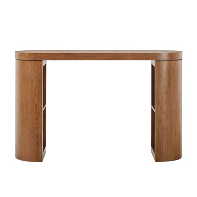 Modern Solid Wood 48" Console Table With Column Legs And Storage