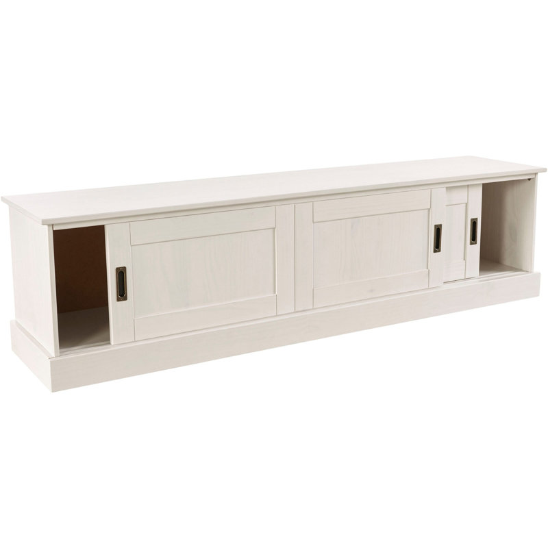 Abriana Unfinished TV Stand with Fireplace Included, White