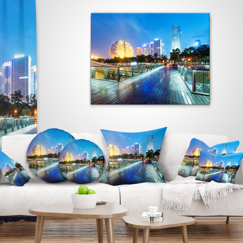 Gratte-ciels china hangzhou-impression sur toile, H 30 po x l 40 po x P 1,5 po, Toile tendue