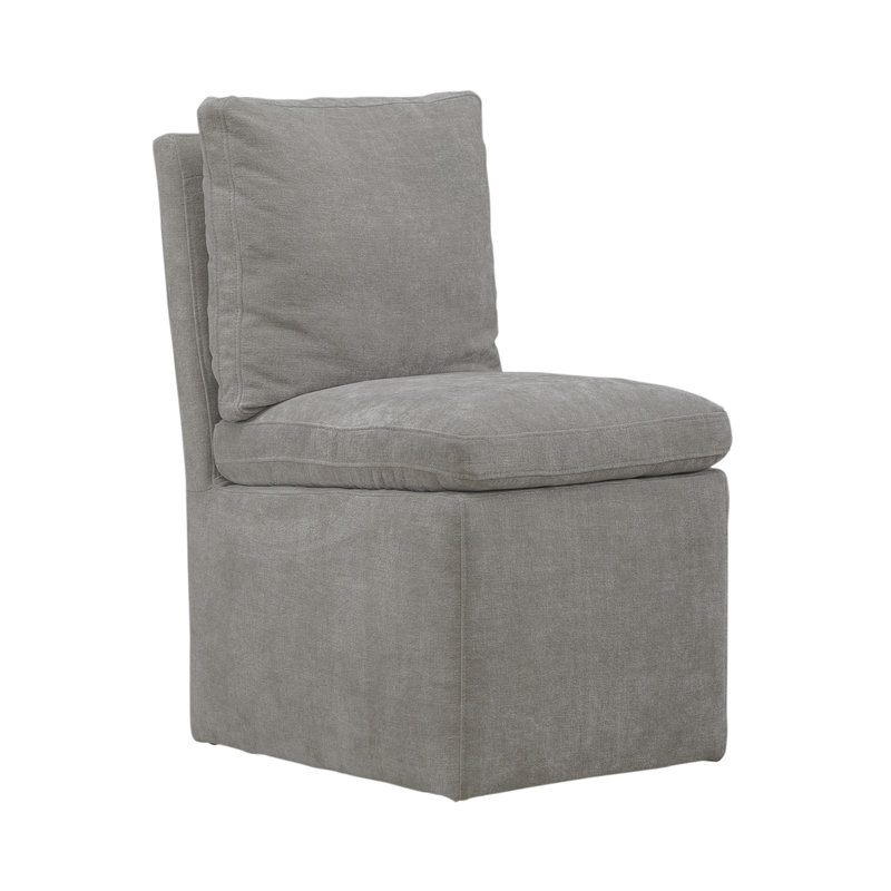 Ensemble de 4 chaises de salle à manger rembourrées avec roulettes Faouzi, Gris