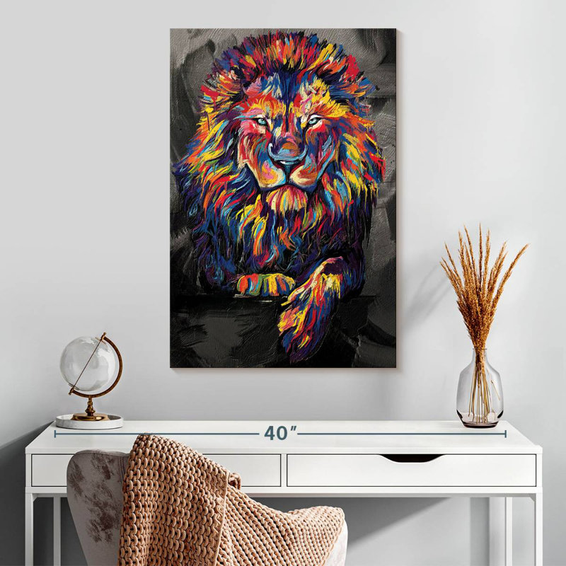Brampt Lion Lounge couleur abstraite, H 30 po x l 20 po