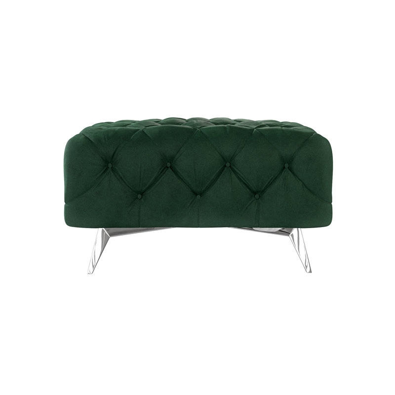 Chesterfield Footstool Bixby with Silver Metal Legs, Bottle Green