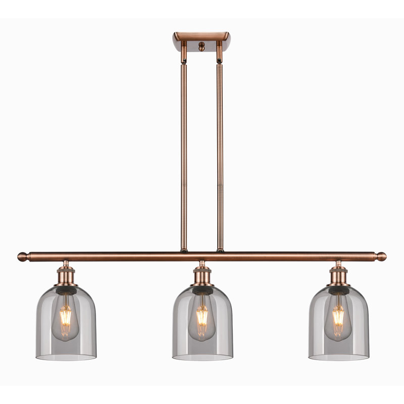 Odaniel 3 - Light Kitchen Island Pendant, Light Smoke, Antique Copper