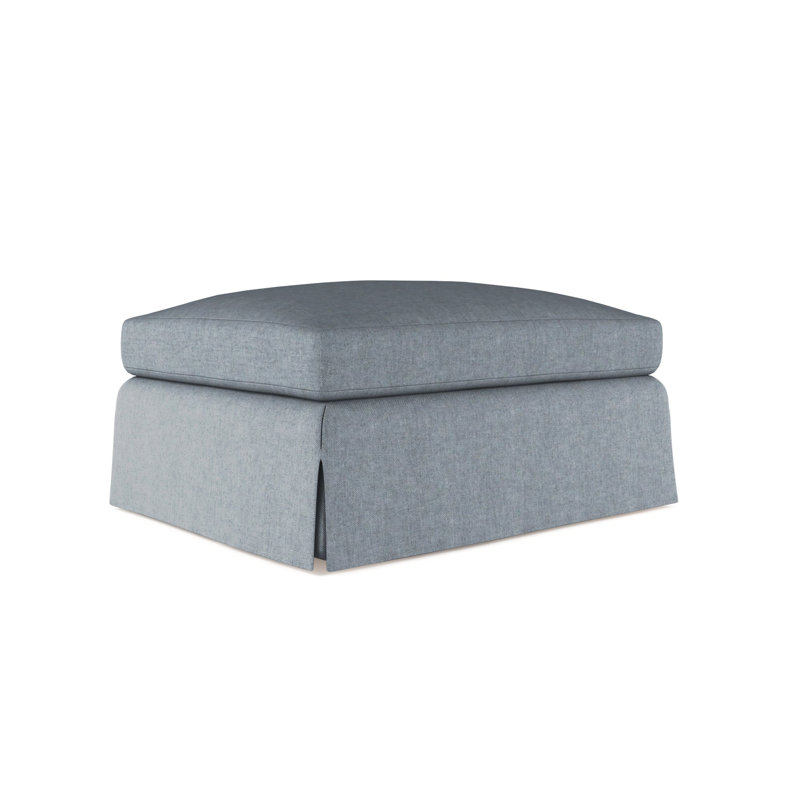 Ludlow Ottoman, Plush Velvet Blue Print, Ebony