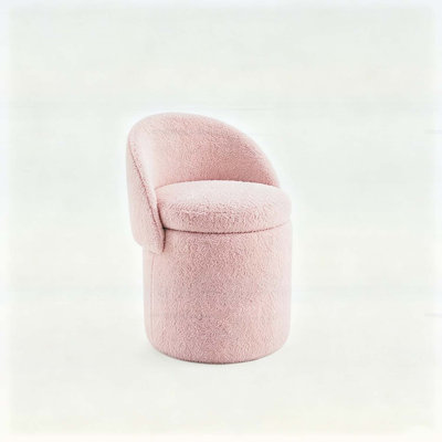 Tabouret de maquillage rembourré en sherpa confortable avec rangement et dossier réglable, parfait pour les petits espaces et les usages multiples