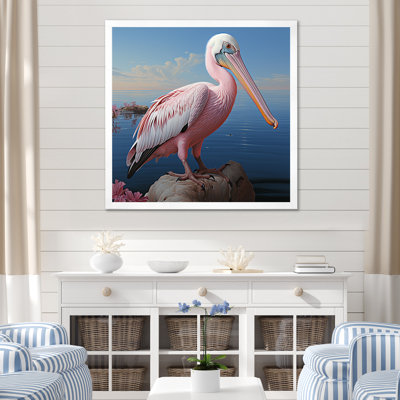 Pélican rose - art mural animaux côtiers