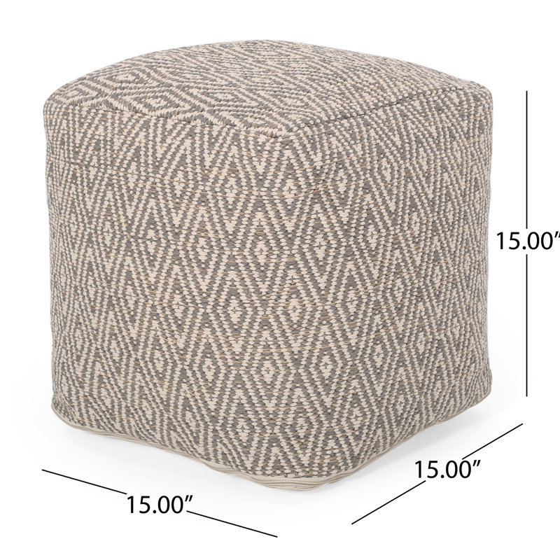 Pouf en coton tissé à la main Amuleto, Brun / Gris