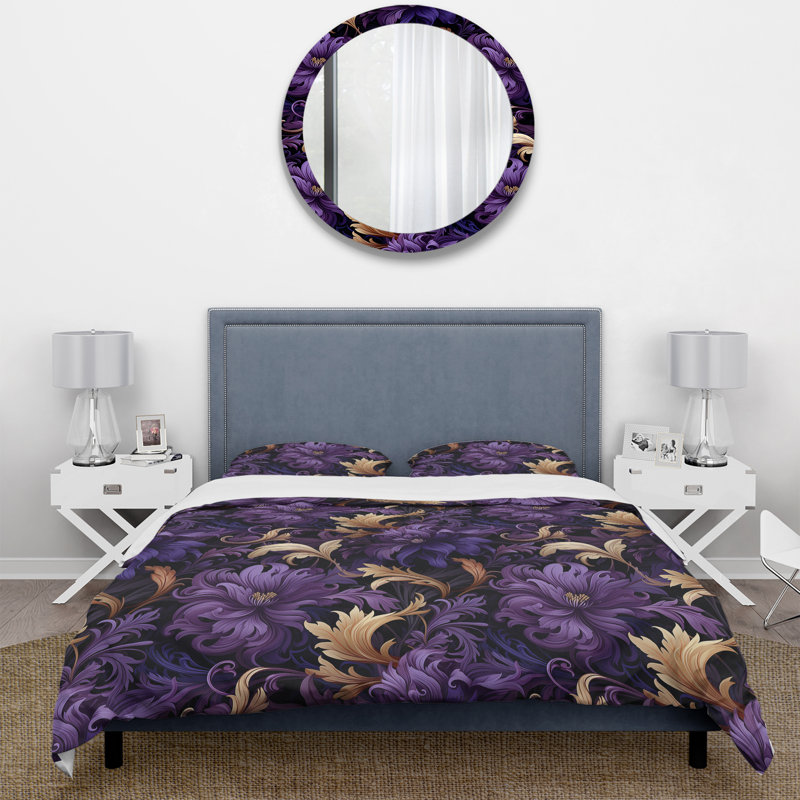 Ensemble de housse de couette Deep Purple Royal Ragdolls II, Housse de couette pour grand lit et 2 taies décor