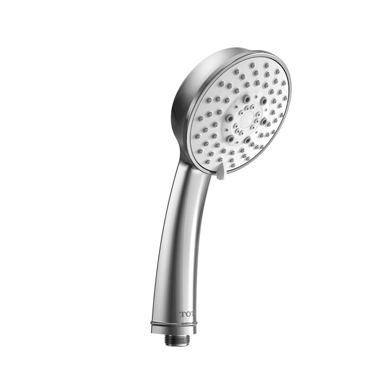 Polished Chrome 4 Inch Wall Mounted Handheld Shower Head with Five Spray Modes