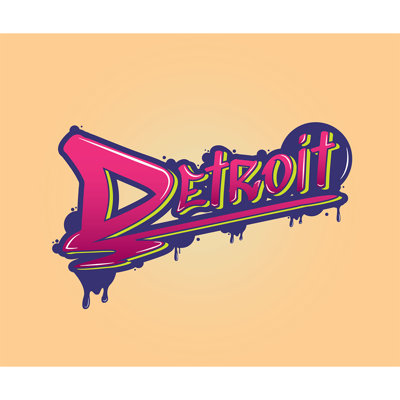 «Detroit Graffiti Text Art», impression sur toile tendue