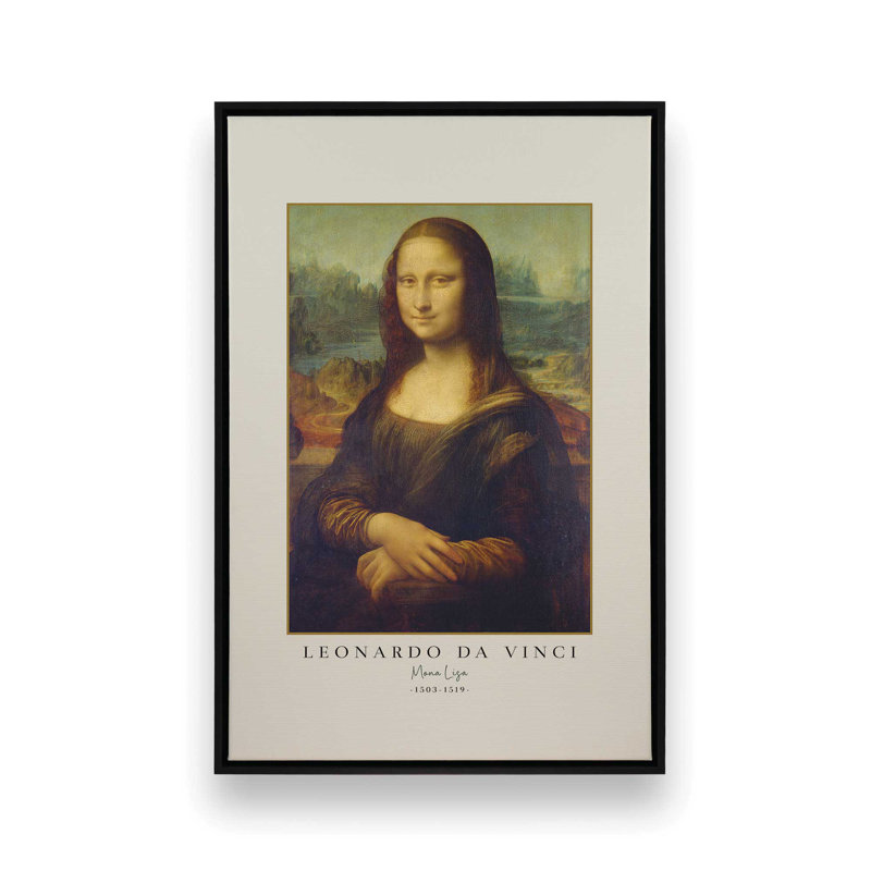 «Mona Lisa» par Leonardo Da Vinci, H 30,75 po x l 20,75 po, Cadre flottant noir satiné