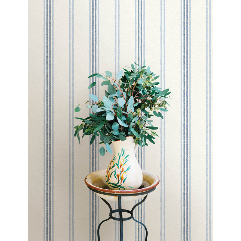 Lovage  Linen Stripe Wallpaper, Blue