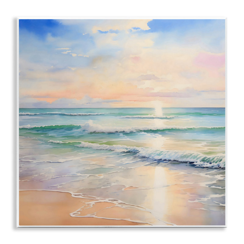 Plaque murale Crashing On Shore at Sunrise, design by Creative Studio