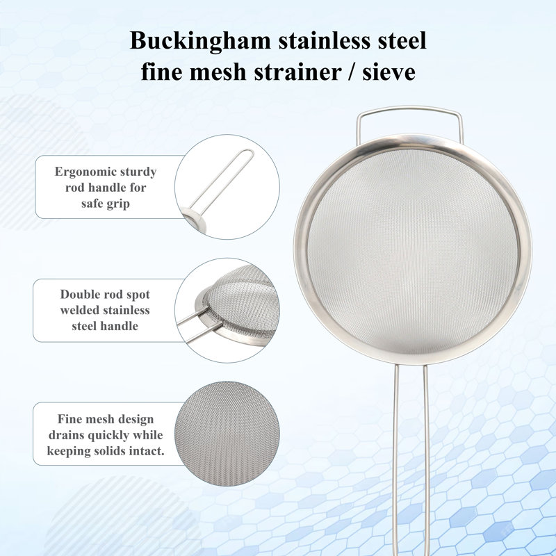 Buckingham Stainless Steel Fine Mesh Sieve Strainer, 20 cm 