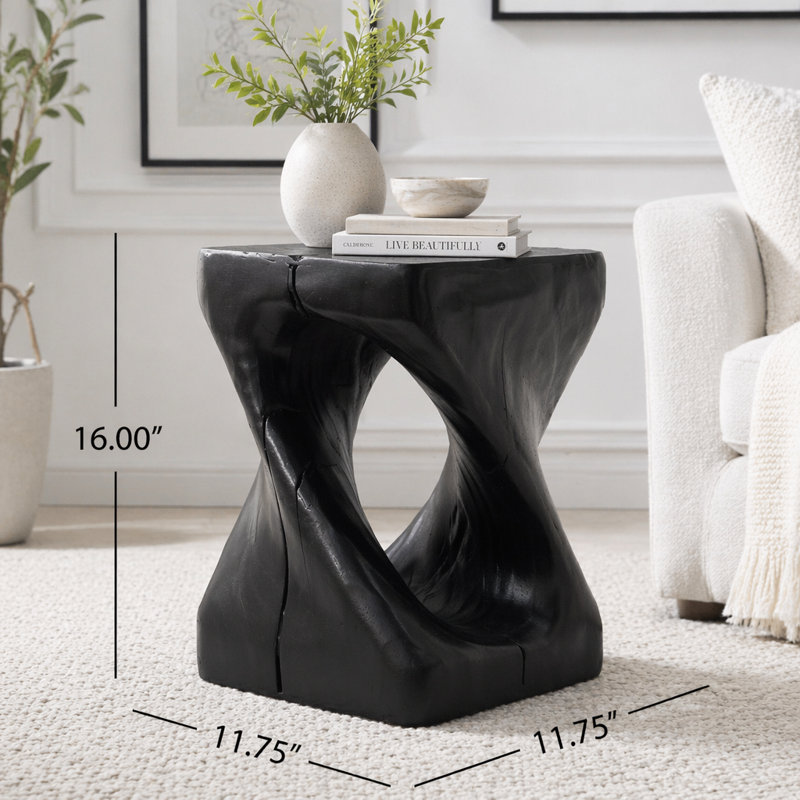 Table d'appoint à texture de bois, Noir