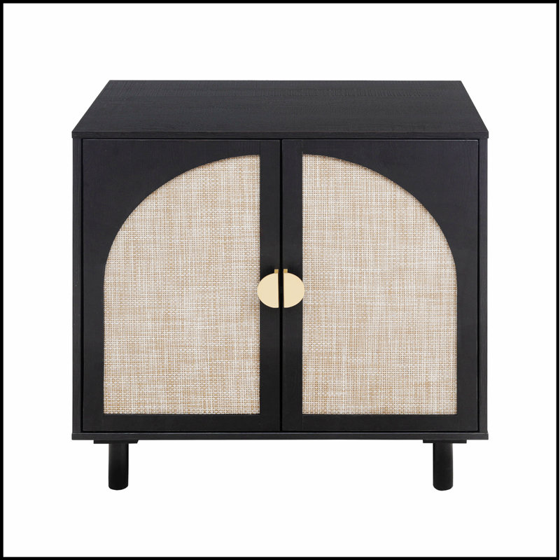 Armoire 2 portes avec tablettes réglables, dispositif anti-déversement et rotin résistant à l'humidité pour la chambre à coucher, le salon et le bureau