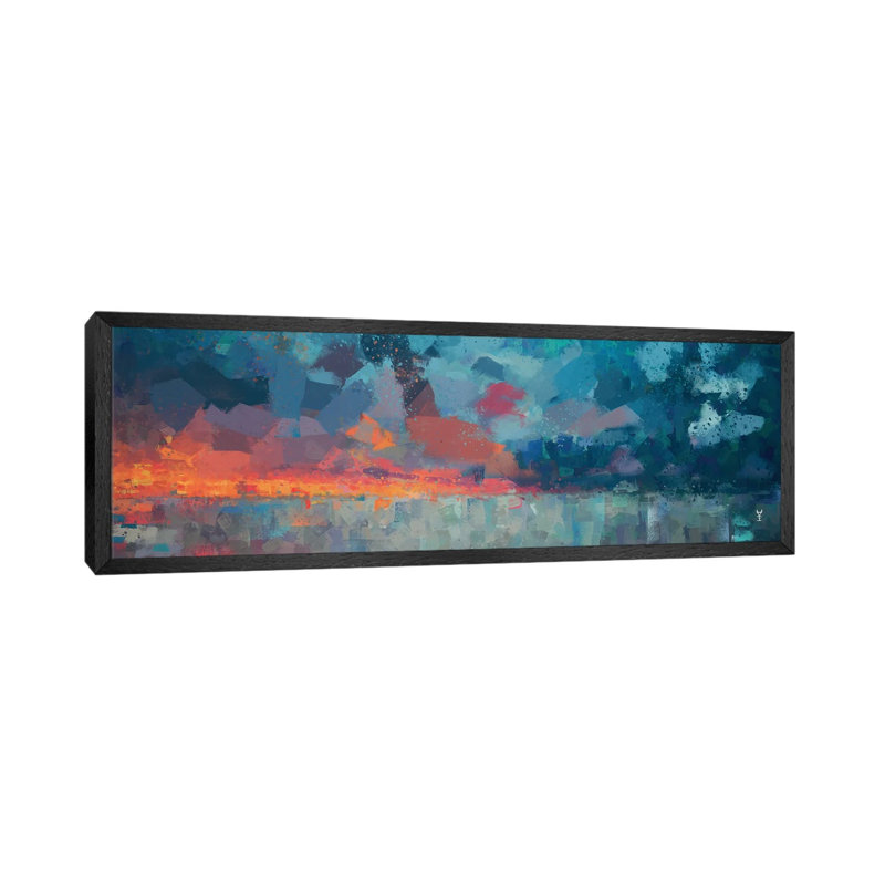 Antartico by Van Credi - Panoramic Painting on Canvas, 40.64cm H x 121.92cm W x 3.81cm D, Black Framed