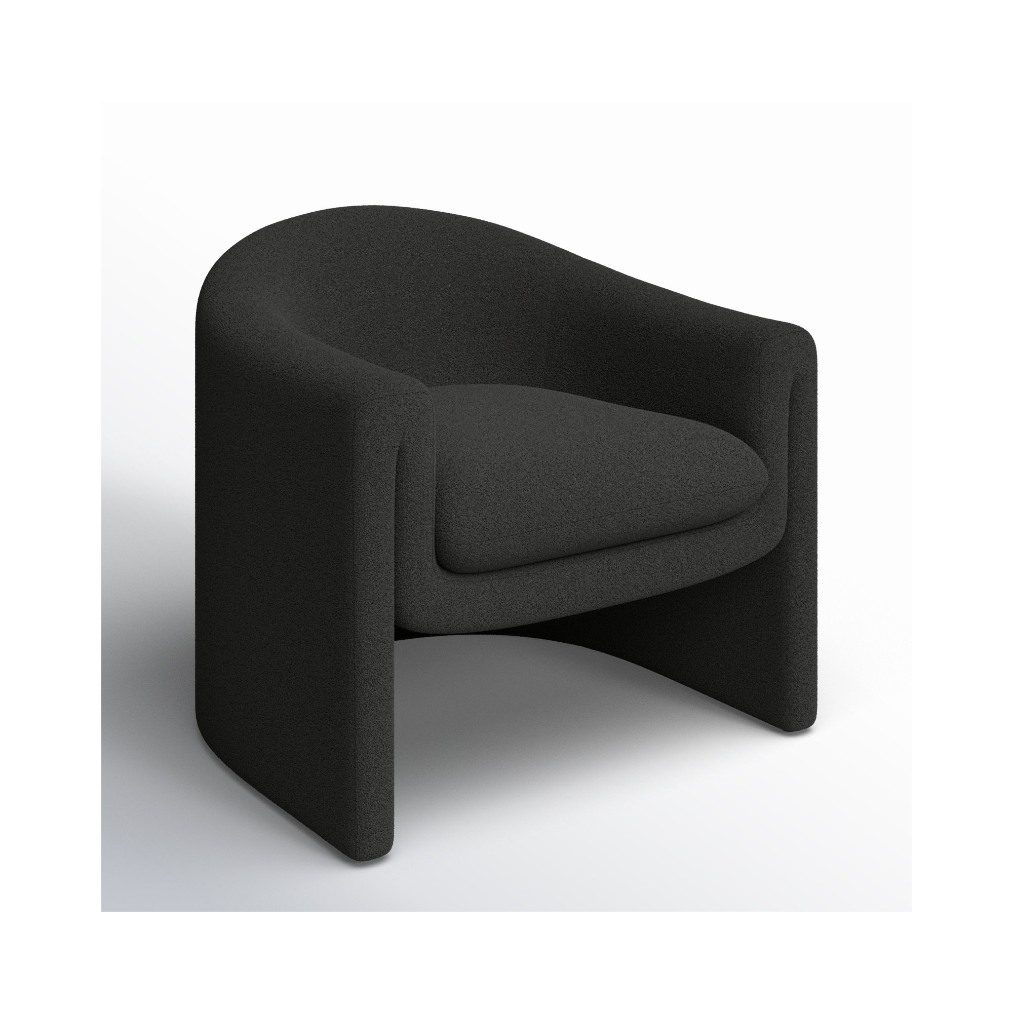 Pollman Upholstered Barrel Chair, Black Boucle
