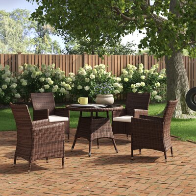 Behrens Round 4 - Person 35.5" Long Dining Set with Cushions