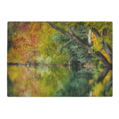 Autumn Forest Lake Painting Chopping Board