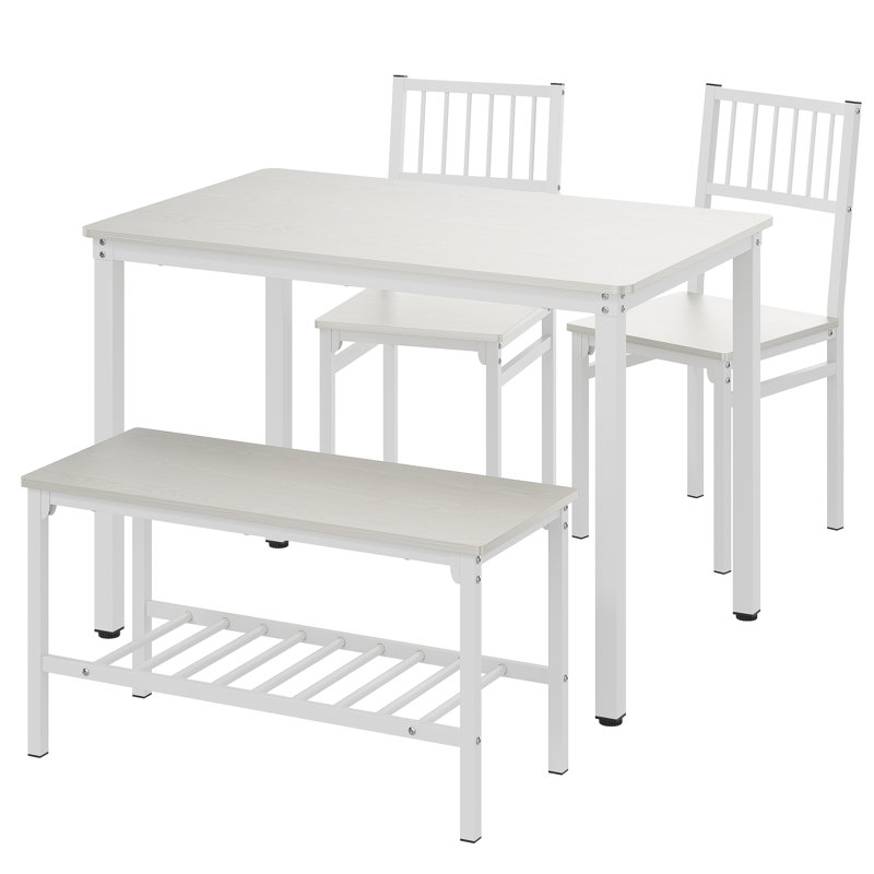 Ensemble repas pour 4 personnes Kennett, H 29,53 po x L 43,31 po x l 27,4 po, Blanc, Beige