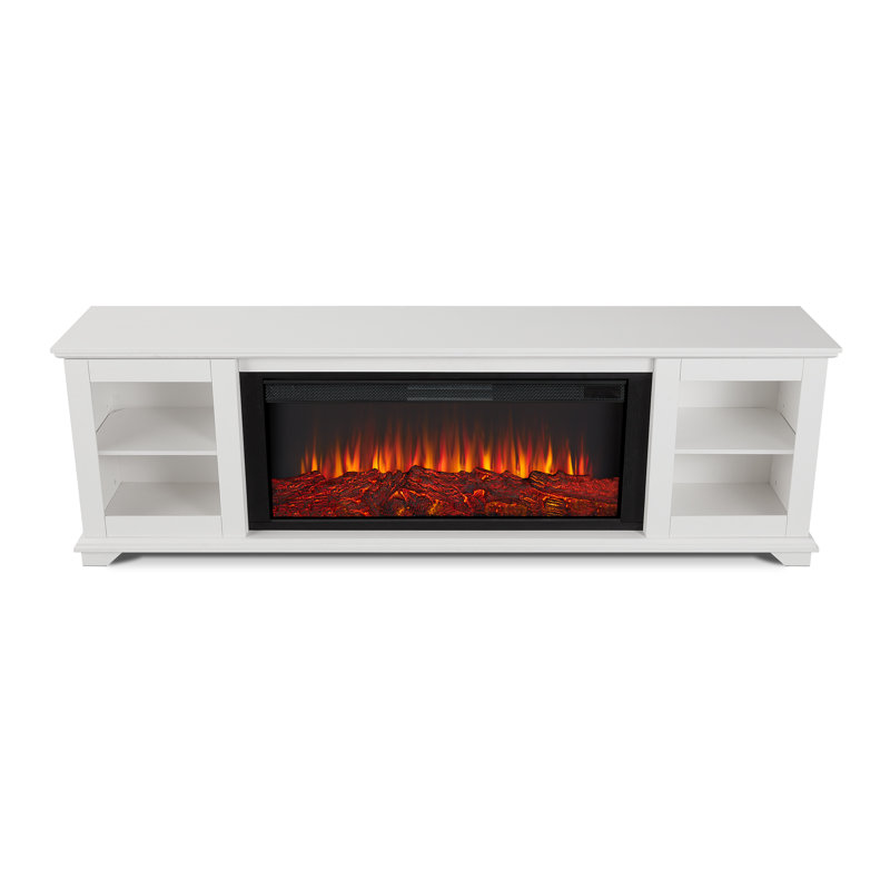 Benjamin 81" Landscape TV Stand with Electric Fireplace by Real Flame, White, Standard