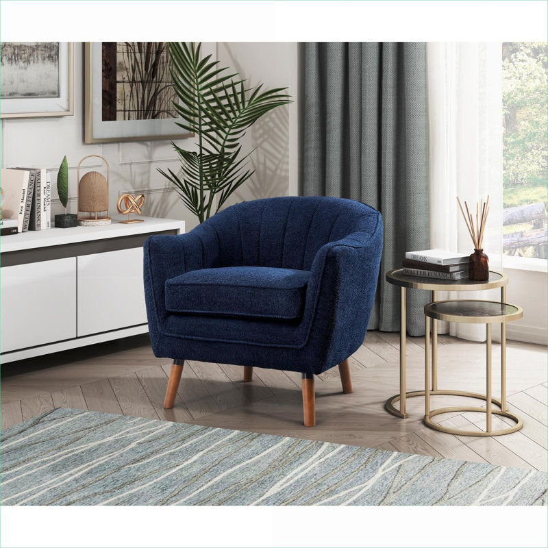 Chaise d'appoint rembourrée en tissu chenille, Bleu
