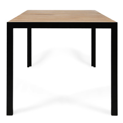 Outdoor Table - Wood And Iron Combination, 59 X 35.5 30 Inches, Protected Finish, Easy Assembly Sealed Top