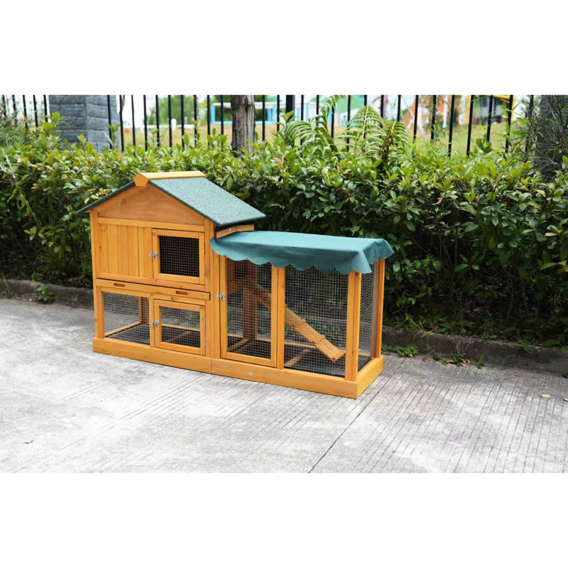 Cage à lapins intérieur / extérieur avec cage, plateau anti-fuites, panneau UV et grillage amovible